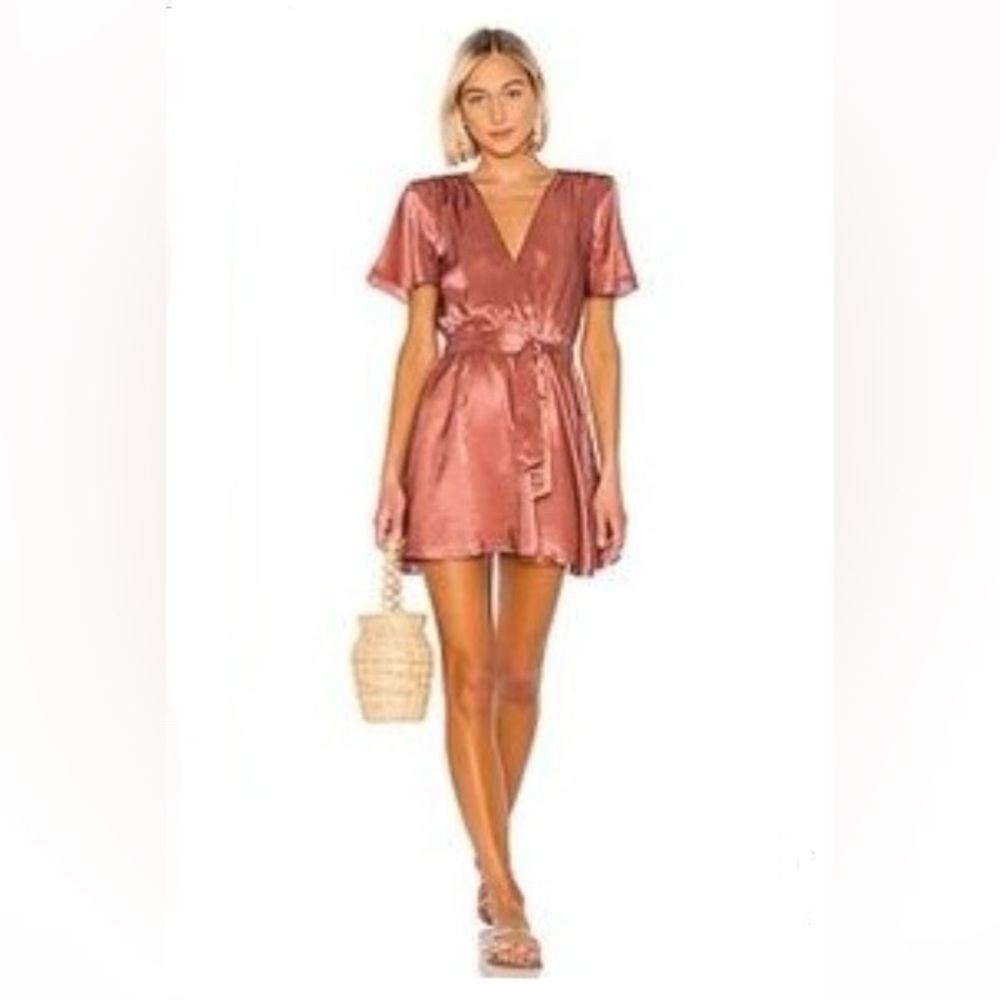 House of Harlow copper flutter sleeve dress S